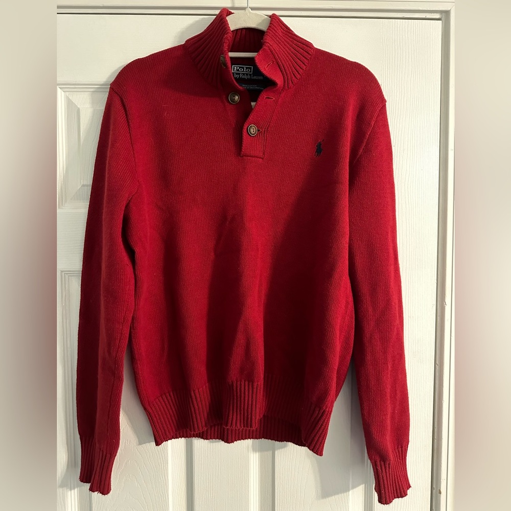 Men’s Polo RL - Red 2 button sweater - Size M
